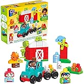 Mega Bloks Fisher-Price Toddler Building Blocks Toy Set, Green Town Grow & Protect Farm with 51 Pieces, 3 Figures, Ages 1+ Years