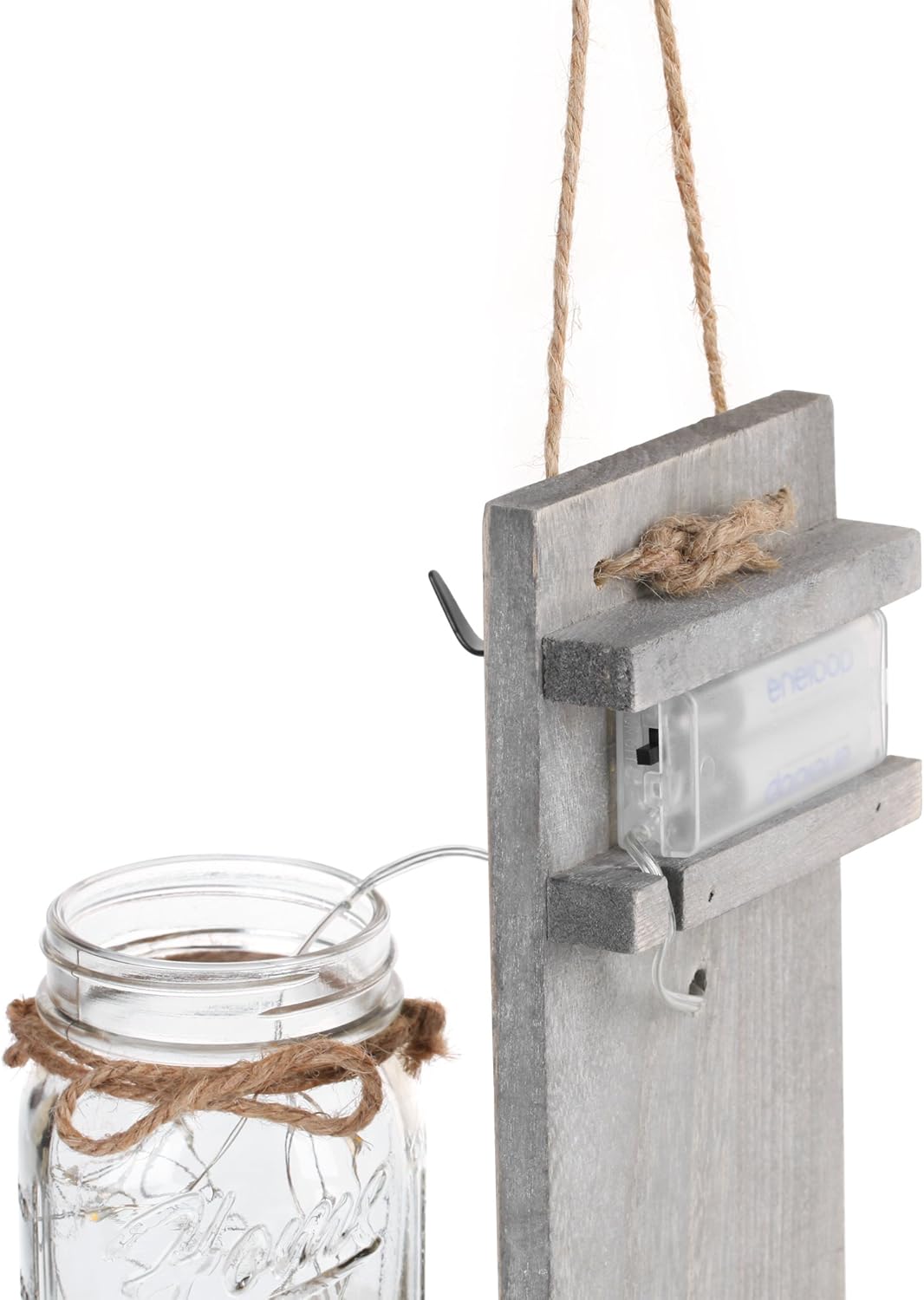 Rustic Wall Sconces - Mason Jars Sconce, Rustic Home Decor,Wrought Iron Hooks, Silk Hydrangea and LED Strip Lights Design 6 Hour Timer Home Decoration (Set of 2): Home & Kitchen