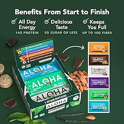 ALOHA Organic Plant Based Protein Bars - 6 Flavor