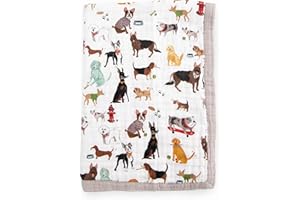 Little Unicorn Newborn Receiving Quilt | Ultra- Soft, Multi-Layered Muslin Fabric | Gift for Newborns & on-The-go (Woof)
