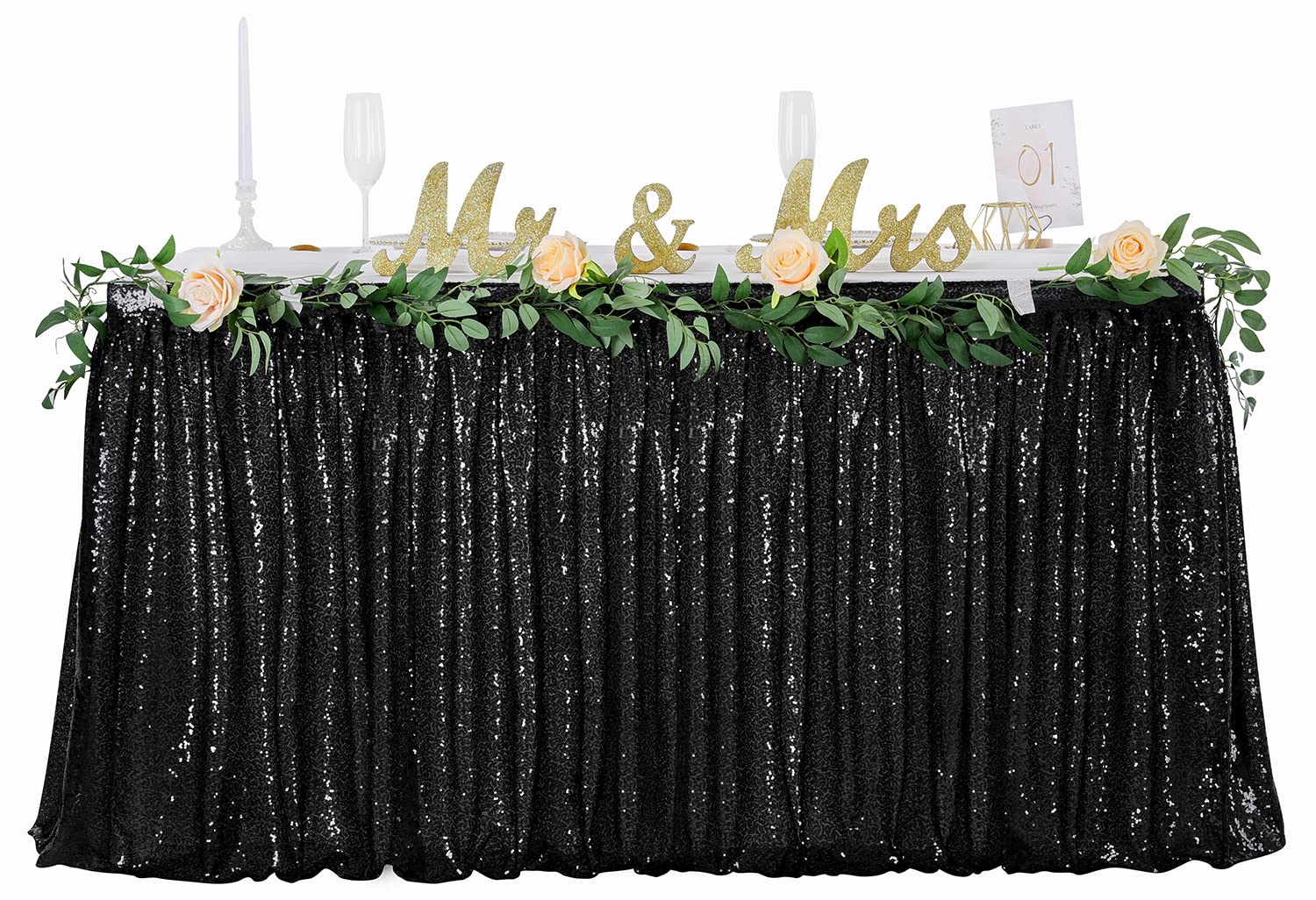 6ft Black Table Skirt for Round Rectangle Square