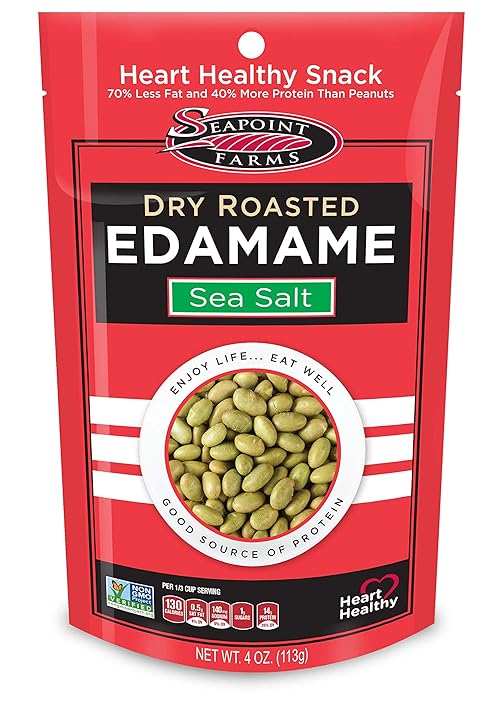 Seapoint Farms Dry Roasted Edamame, Sea Salt, Vegan, Gluten-Free, Kosher, and Non-GMO, Crunchy Snack for Healthy Snacking, 4 oz. Bag (Pack of 12)