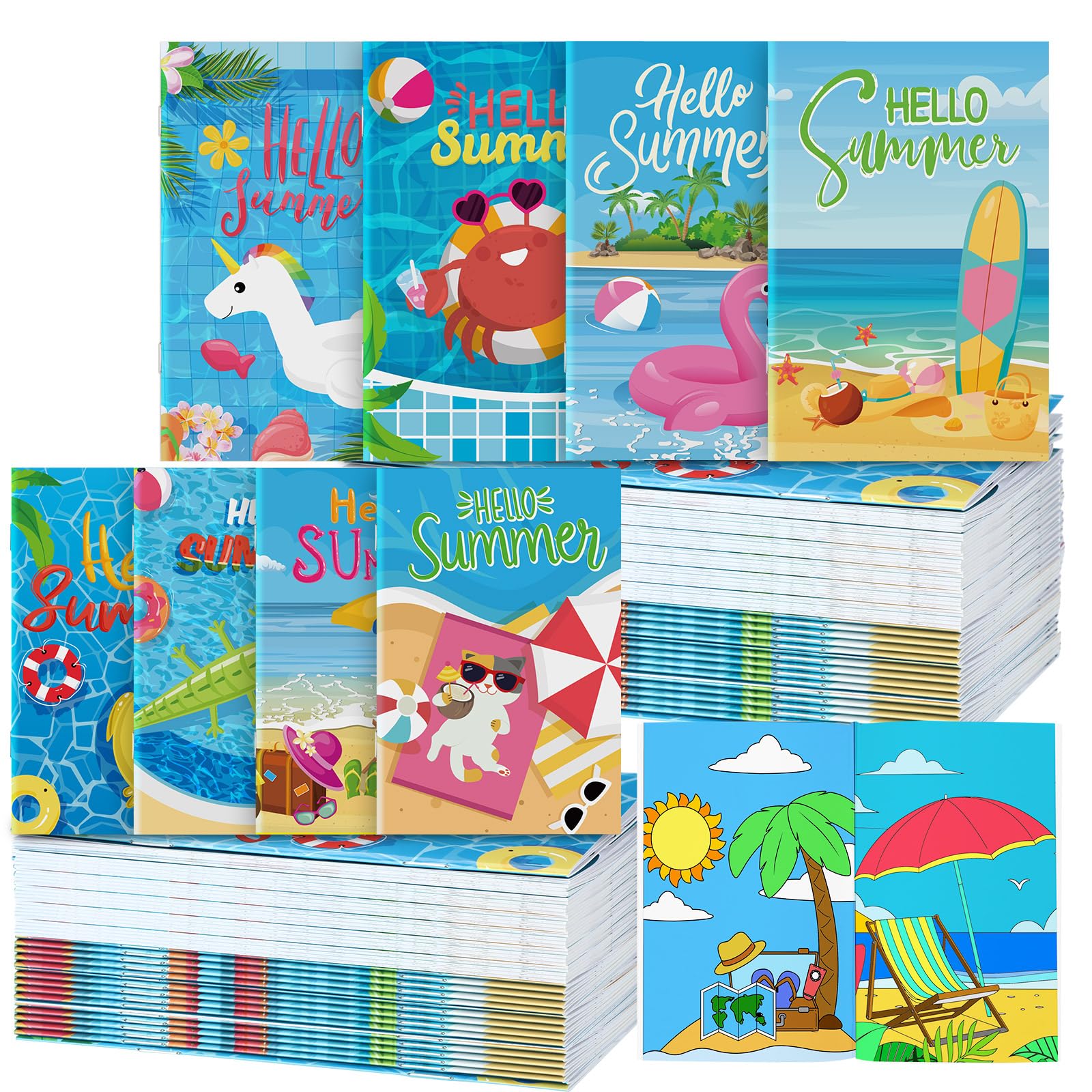Photo 1 of Estune 40 Pcs Summer Beach Coloring Book for Kids Pool Beach Summer Party Favors Mini Small Coloring Book Bulk Birthday Party Gift Classroom DIY Craft Home