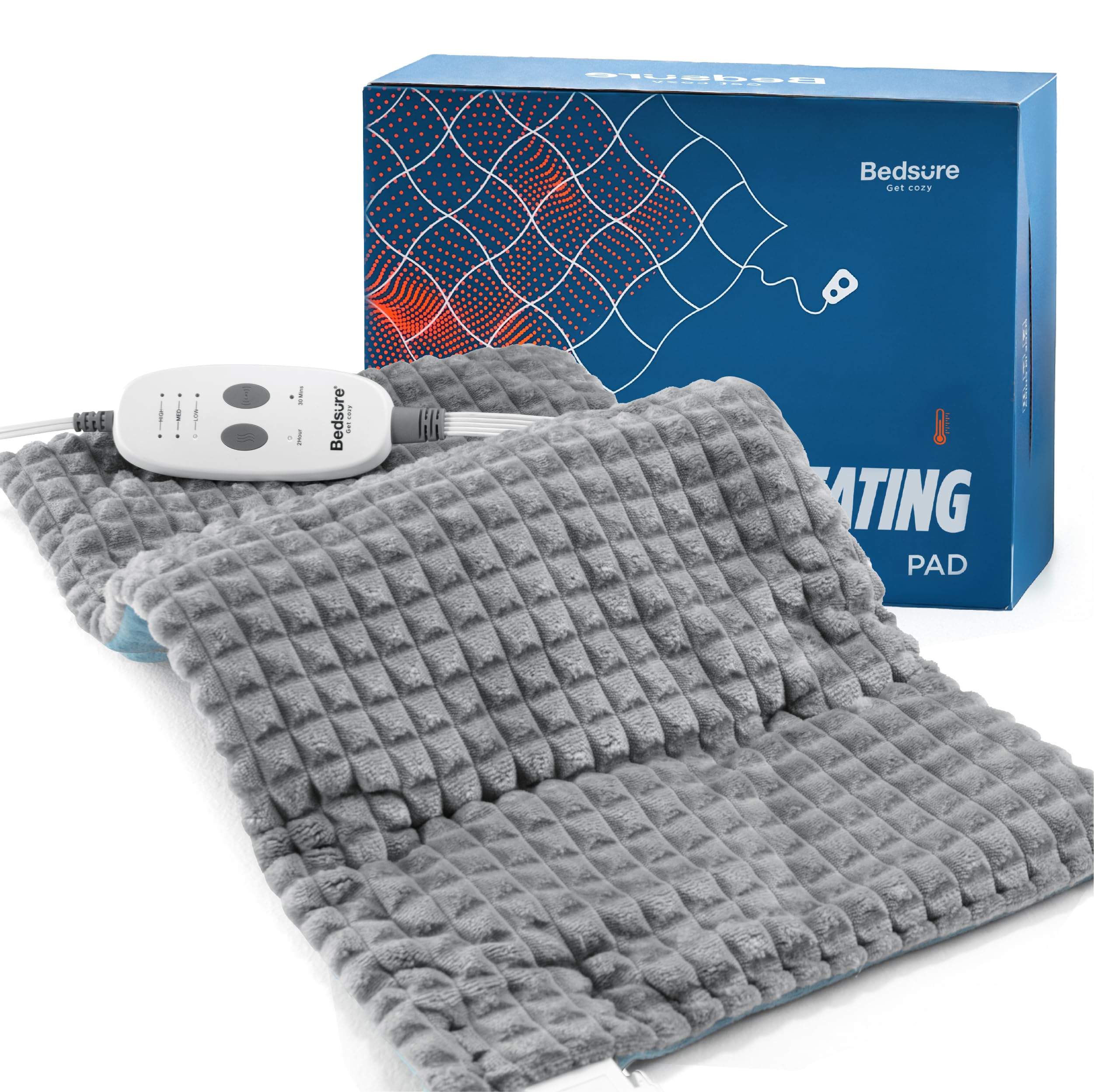 Photo 1 of Bedsure Back Heating Pad for Neck and Shoulders, Weighted Heated Pad with Vibration, FSA Eligible Items, Birthday Gifts for Women Men Mom Men, Auto Shut Off, 5lbs 12" x 24", Grey