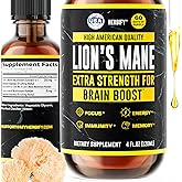 HERBIFY Lions Mane Supplement - Daily Mushroom Supplement for Memory, Focus & Clarity - Brain Booster - Lions Mane Tincture for Immune Support - 4 Fl oz