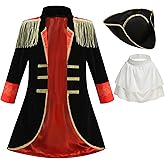 AGCOAH Napoleon Costume Boys Pilgrim Revolutionary War Patriot Historical Revolutionary War Cosplay Halloween 3Pcs