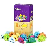 CHIWAVA 27PCS 2" Striped Shaggy Cat Toy Mice with Rattle Assorted Mouse | Assorted Color Small Mouse Interactive Toys for Indoor Fetch Play
