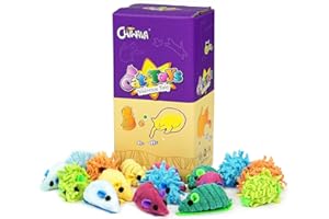 CHIWAVA 27PCS 2" Striped Shaggy Cat Toy Mice with Rattle Assorted Small Mouse Interactive Play for Indoor Cats Mix Color