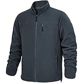 LZACTOIN-X Men's Fleece Jacket Full Zip Lightweight Outerwear Jackets Multi-Pockets Soft Warm Winter Coats for Hiking Travel