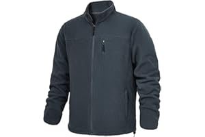 LZACTOIN-X Men's Fleece Jacket Full Zip Lightweight Outerwear Jackets Multi-Pockets Soft Warm Winter Coats for Hiking Travel