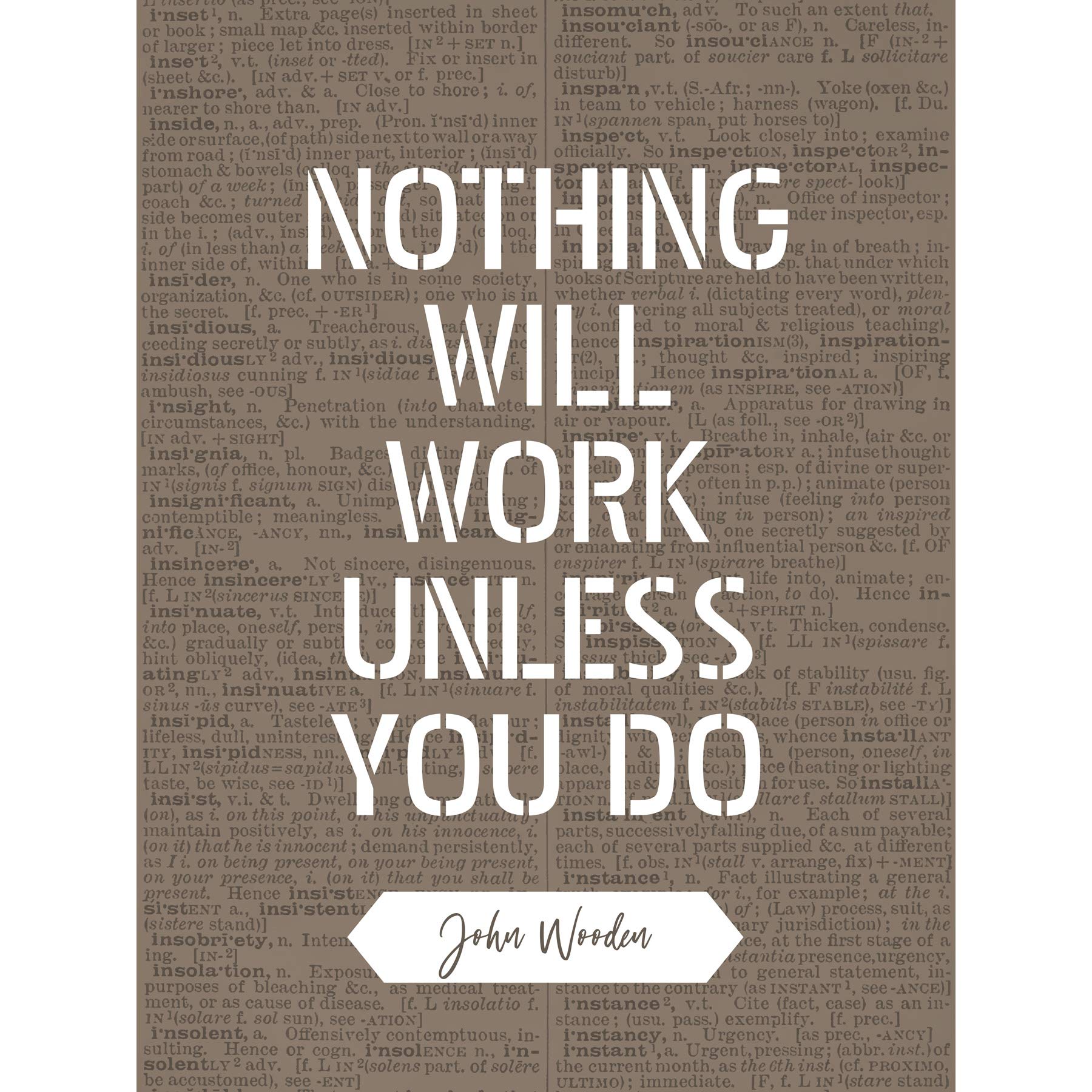 Artery8 Quote John Wooden Nothing Work Unless You Do Basketball Coach Large Wall Art Poster Print Thick Paper 18X24 Inch