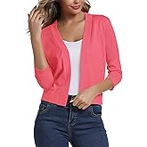 Urban CoCo Women's 3/4 Sleeve Cropped Cardigan Sweater Elegant Shrugs for Women