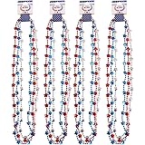 BESTOMZ Patriotic Star Beads Necklaces 4th of July , Pack of 12