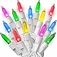 PREXTEX Bright and Colorful Christmas Lights (60 Feet, 300 Lights) - Fall Decor and Mardi Gras Lights with White Wire - Indoor/Outdoor String Christmas Tree Lights - Multi-Color Twinkle Lights