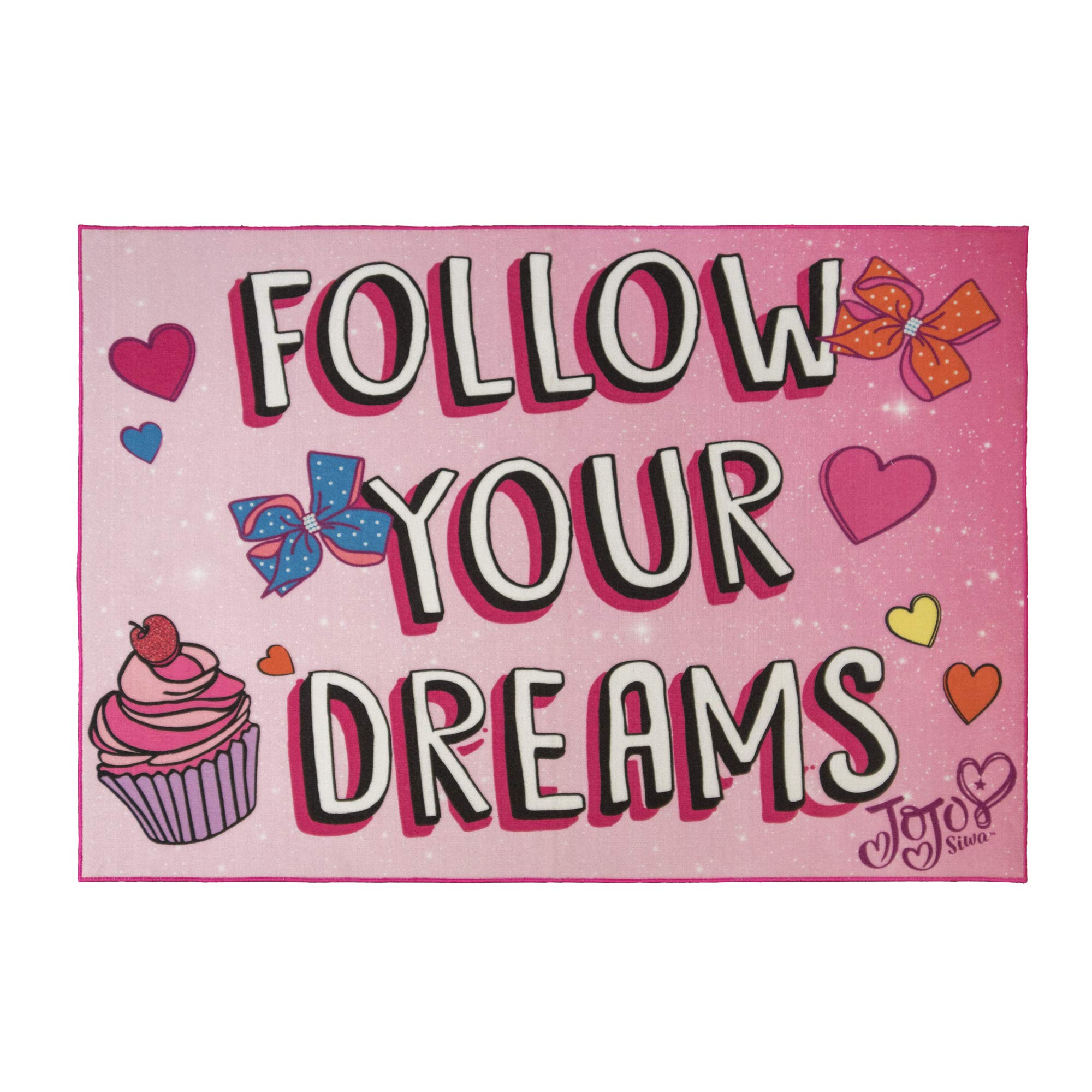 Gertmenian JoJo Siwa Indoor Area Rug - 4x6 Large, Non-Slip, Ideal for Children in Bedroom, Game Room, Classroom, Nursery or Play Area - Follow Your Dreams, Pink, 21276 Image Gertmenian JoJo Siwa Indoor Area Rug - 4x6 Large, Non-Slip, Ideal for Children in Bedroom, Game Room, Classroom, Nursery or Play Area - Follow Your Dreams, Pink, 21276 Image