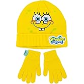 SPONGEBOB SQUAREPANTS Hat And Gloves Kids Yellow Knitted Winter Beanie