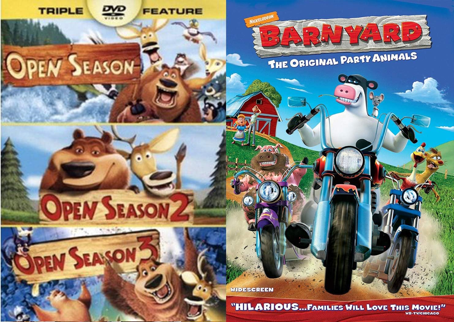 Woods Barn Animals Open Season 1 2 3 Cartoon Barnyard Original Party Animals Dvd Animated Feature Set Bundle Amazon Co Uk Dvd Blu Ray