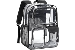 PACKISM Clear Backpack for School - 17 inch Heavy Duty Bookbag, Black