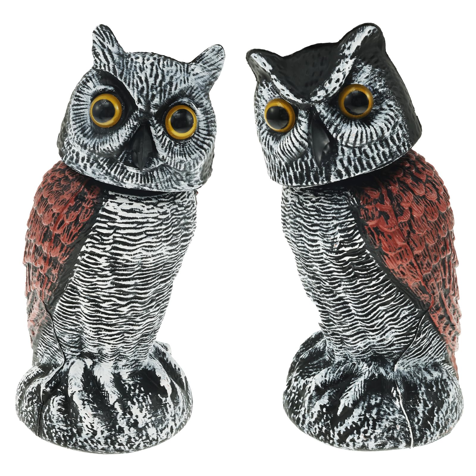 2Pcs Fake Owl Decoys to Scare Birds Away, Simulation Owl Bird Deterrent with 360° Swivel Head, Realistic Owl Statue, Pest Repellent, Bird Control and Pigeon Deterrent Outdoor Yard, Garden Protectors