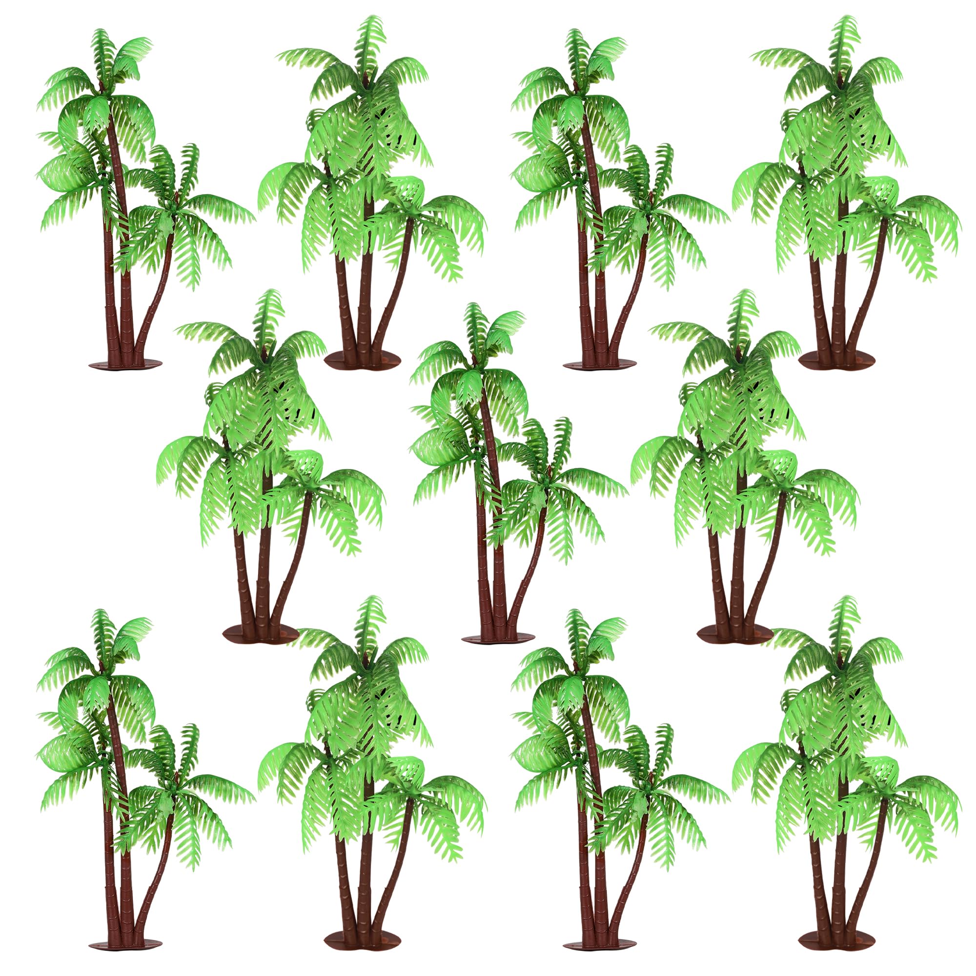 Photo 1 of 12 Pack Plastic Palm Tree Cupcake Toppers Miniature Palm Tree Figurines Cupcake Picks Micro Aquarium Garden Plant Building Landscape Coconuts Birthday Cake Decorations Party Supplies Green