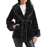 Allegra K Women's Faux Fur Winter Coats Long Sleeve Lapel Shaggy Jacket Warm Coat with Pockets 2025
