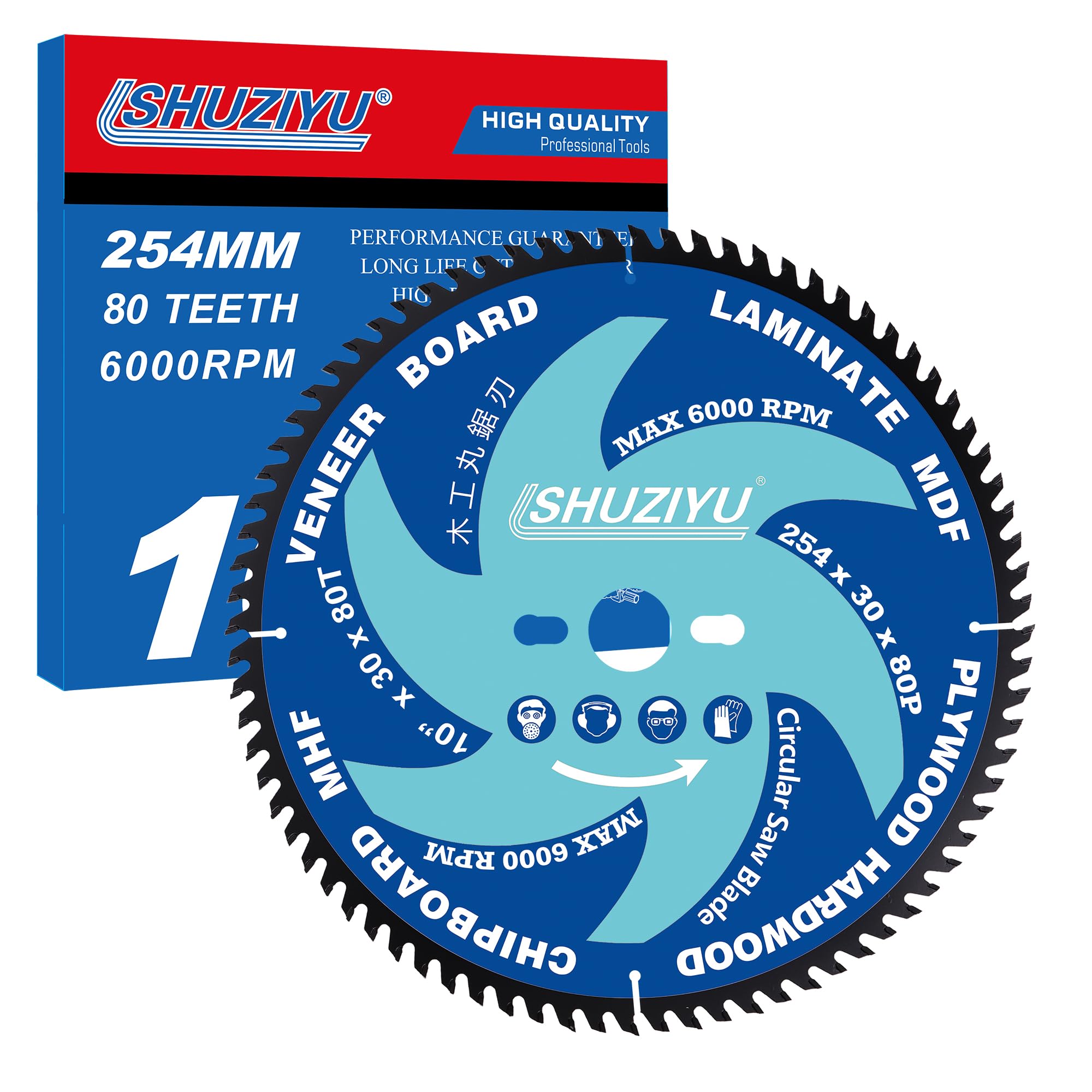 LSHUZIYU. 254mm 80T, Centre hole 30mm with 25.4-22.23-20-15.88mm Washer. Wood Working Circular Saw Blade. Mitre Saw Blade, Table Saw Blade