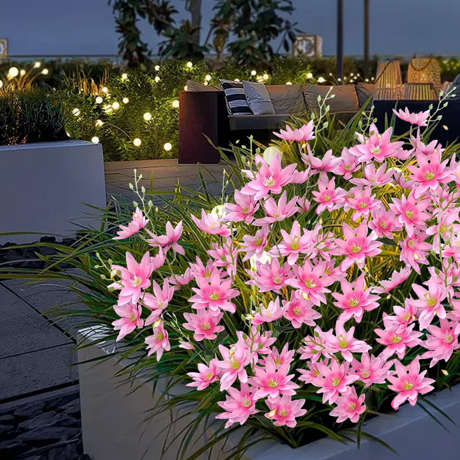 Solar Lights Outdoor Garden, 2 Pack Solar Light with 40 Flowers-Symbolizing Hope and Purity, Solar Powered Flower Lights Outdoor Waterproof- Outside Light for Yard,Patio,Garden Decoration