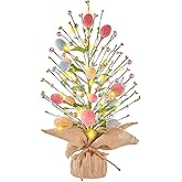 KIVIVO Easter Table Decorations, 18 Inch Easter Egg Tree Decorations, Centerpieces for Tables with Pastel Felt Eggs, Spring Table Centerpieces Holiday Party Decor for Home Office Table Dining Room