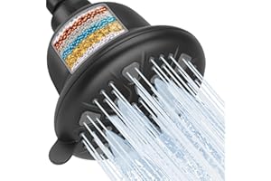 MakeFit Filtered Shower Head Matte Black- High Pressure Shower Head with filter for Hard Water - Rain Shower Head Water Softener - Luxury 7 Settings Adjustable Water Filter Showerhead (Matte Black)