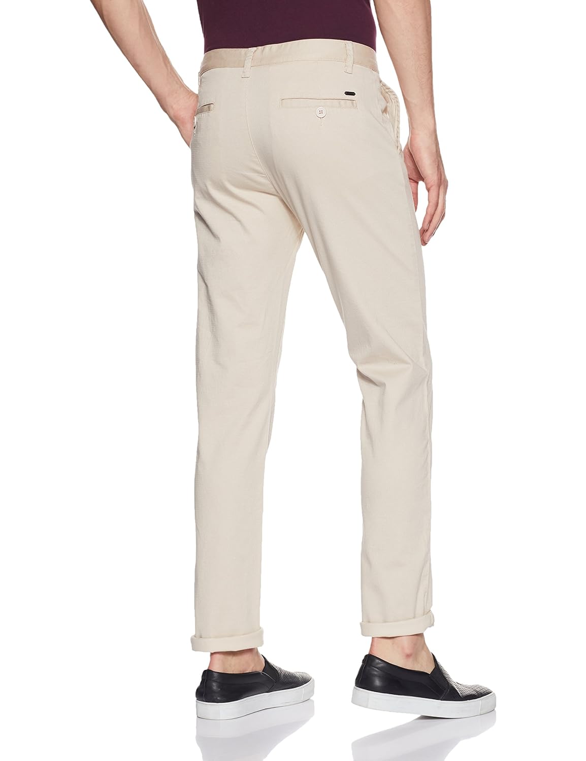 peter england men's slim fit cotton casual trousers