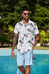 COOFANDY Men's Hawaiian Matching Set Summer Beach 2