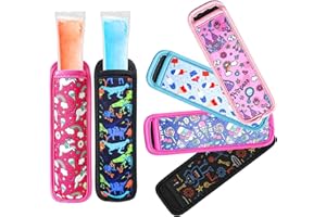AMINTIRI Popsicle Holder for Kids, 6 Pieces Ice Pop Neoprene Insulator Sleeves, Freeze Pops Neoprene Sleeves, Cute Ice Sleeves Holder Bag, Reusable Washable Ice Popsicle Sleeves for Boys Girls. (Multicolor-1)