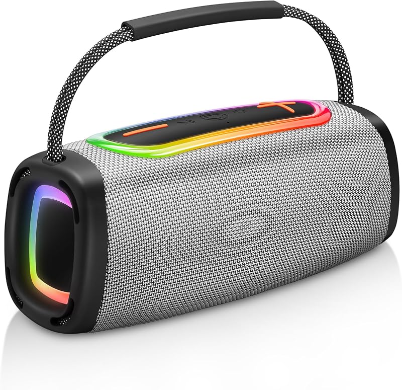 Altavoz Bluetooth portátil, 36 horas de tiempo de reproducción, batería de 6000 mAh, Bluetooth 5.4, sonido estéreo fuerte, graves amplificados, protección contra salpicaduras IP6, luz LED, caja de — foto 1 de 7