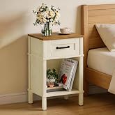 White Farmhouse Nightstands, Nightstand with Drawers, Small Bedside Table | Modern Bedroom Nightstand, Farmhouse End Table,White Wood Night Stand,Side Table Bedroom,End Table with Storage LET512WR