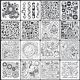 Texture Stencils for Painting Geometric Stencils for Mixed Media 6" | Cubist Layering Background Stencil for Painting on Wood Furniture Card Canvas Scrapbook