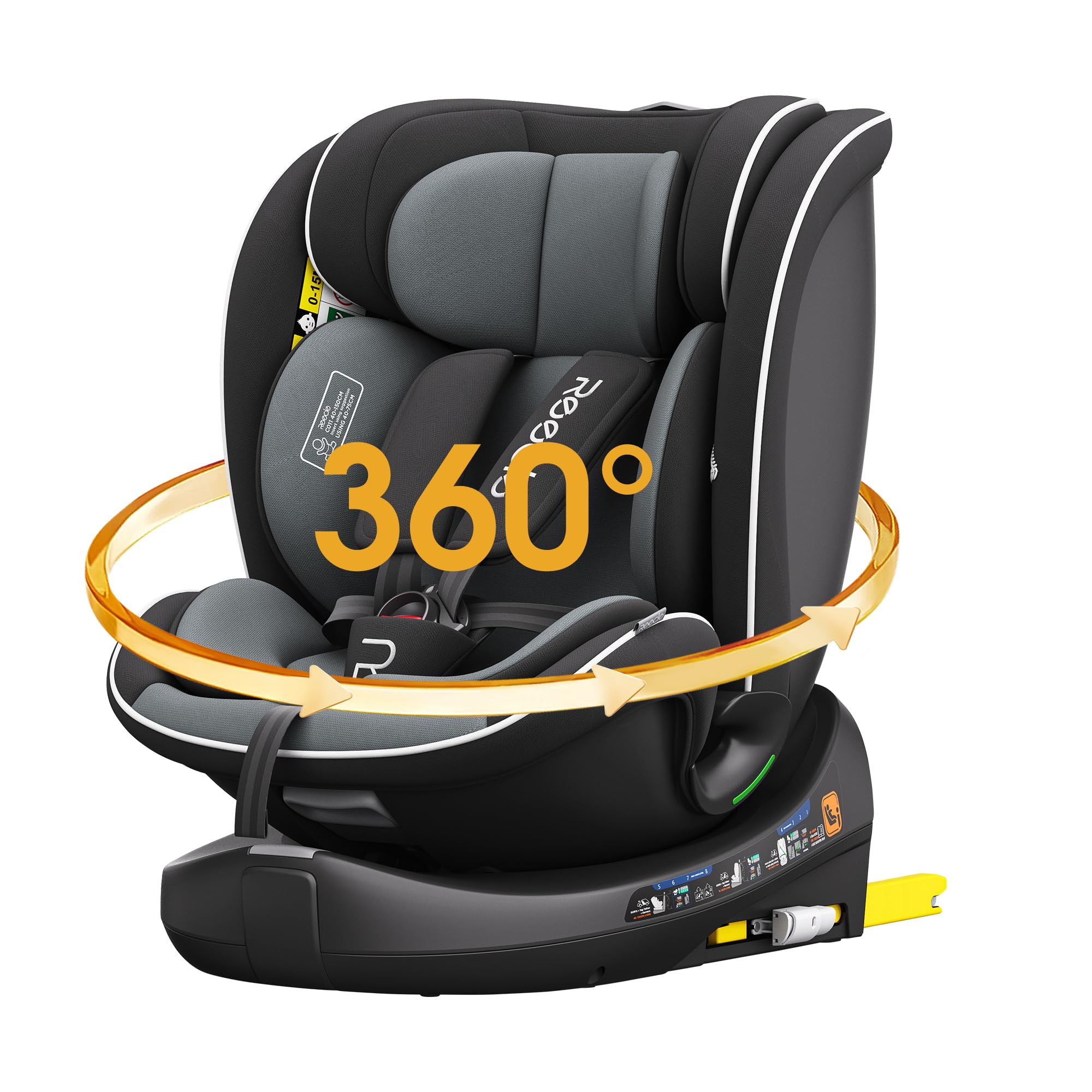 Reecle チャイルドシート 360° 回転式 新生児~12歳頃 新安全基準R129適合 ISOFIX対応 シートベルト固定 (ブラック)商品画像