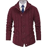 PJ PAUL JONES Mens Cable Knit Cardigan Sweaters Casual Stand Collar Slim Fit Long Sleeve Button Down Sweaters