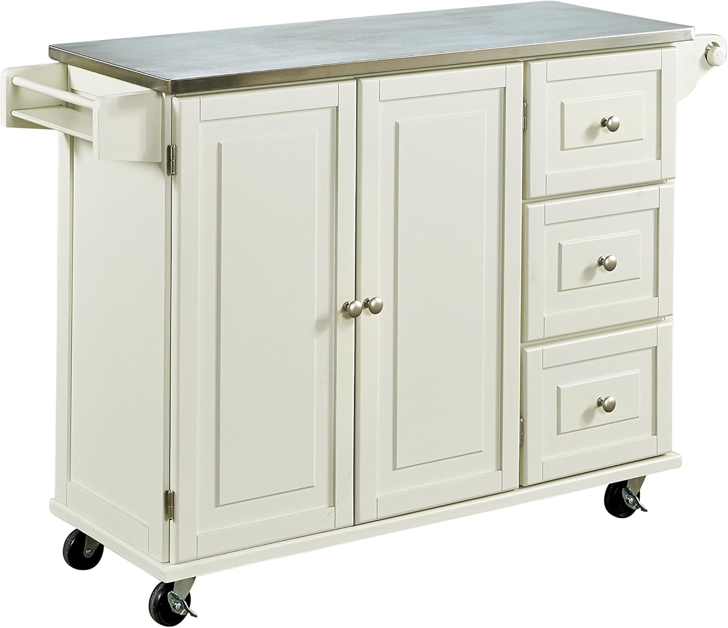 Liberty Off-White Kitchen Cart with Stainless Steel Top by Home Styles - Kitchen Islands & Carts