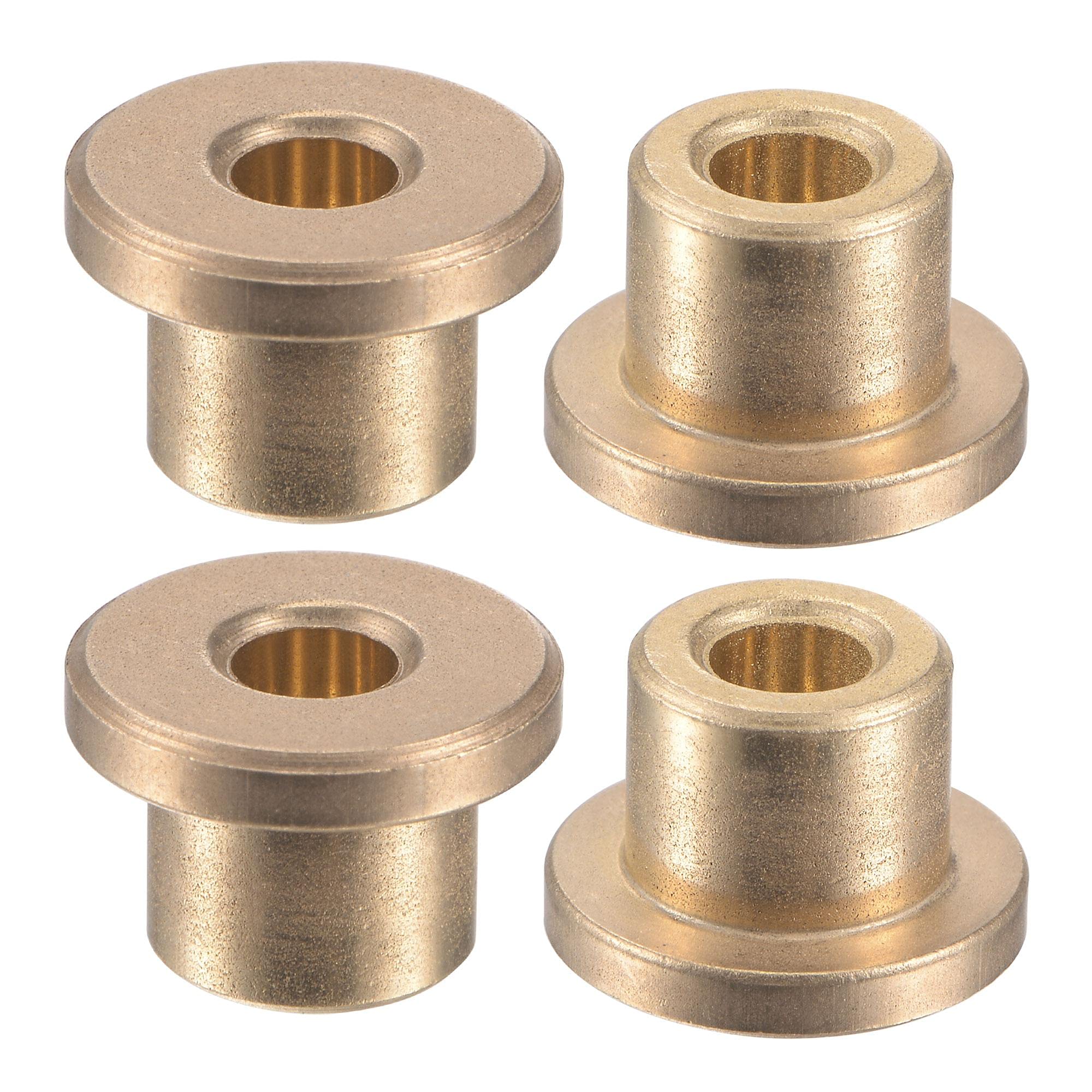 sourcing map Flange Sleeve Bearings 4mm Bore 8mm OD 8mm Length 12mm Flange Dia 2mm Flange Thickness Sintered Bronze Self-Lubricating Bushing 4pcs