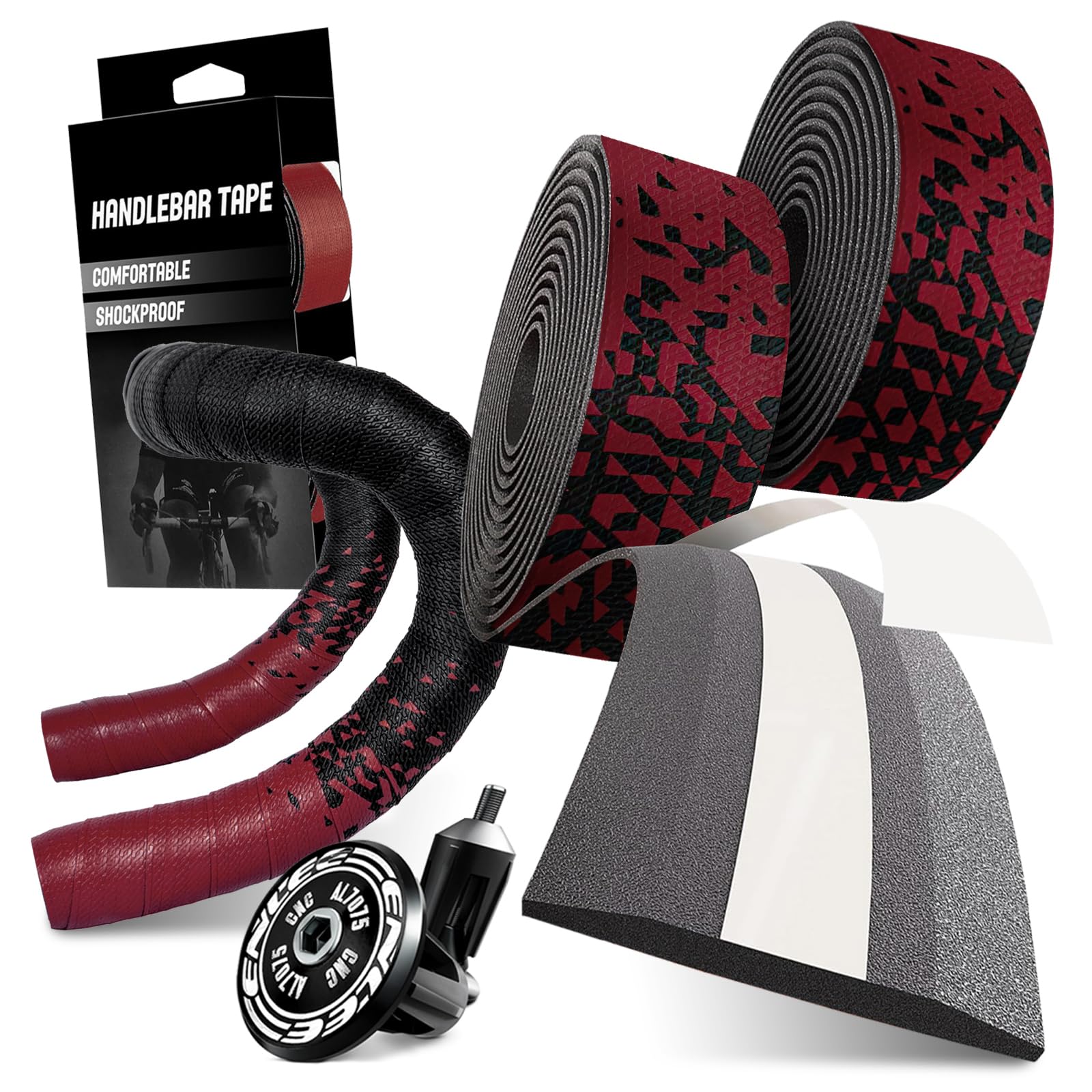 Handlebar Tapes, Cycling Handlebar Tape, Bicycle Handlebar Tape, Handlebar Tapes with End Plugs, Bicycle Handlebar Tape for MTB Road Bike, Bicycle Handlebar Tape, Non-Slip and Shock-Absorbing Grip