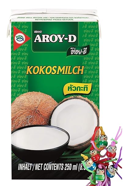 [ 36x 250ml ] AROY-D Kokosmilch Kokosnussmilch Cocosmilch/Coconut Milk + ein kleines Glückspüppchen - Holzpüppchen