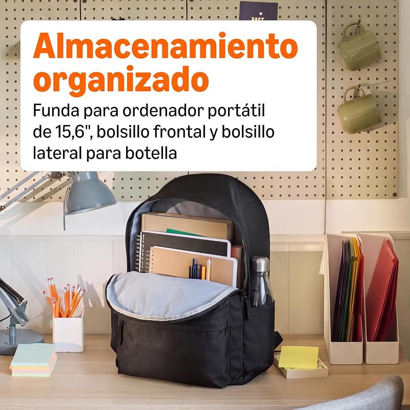 Mochila Clássica/Diária/Escolar, Preta, 1 Unidade