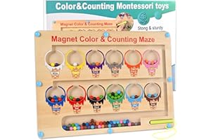 Wooderma Magnetic Color and Number Maze, Montessori Wooden Magnet Board, Color Matching Counting Toddler Fine Motor Skills Toys for Preschool Learning Educational Gifts for Kids 3 4 5 Years Old