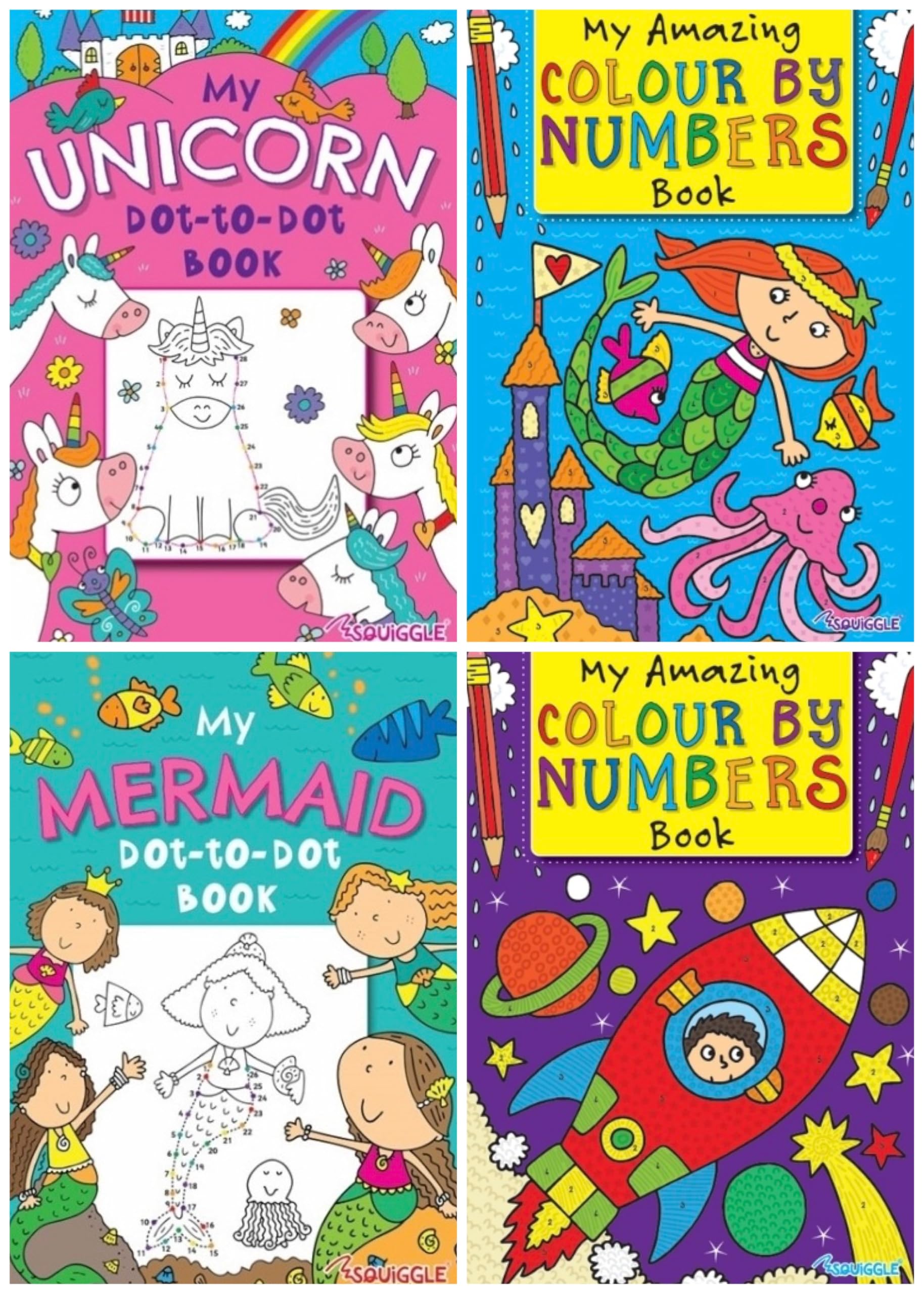 BG Kids Childrens Colouring & Activity Books Set of 4 - Choose Your Set (Set 3)