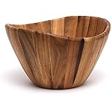Lipper International Acacia Wave Serving Bowl for Fruits or Salads, Large, 12" Diameter x 7" Height, Single Bowl