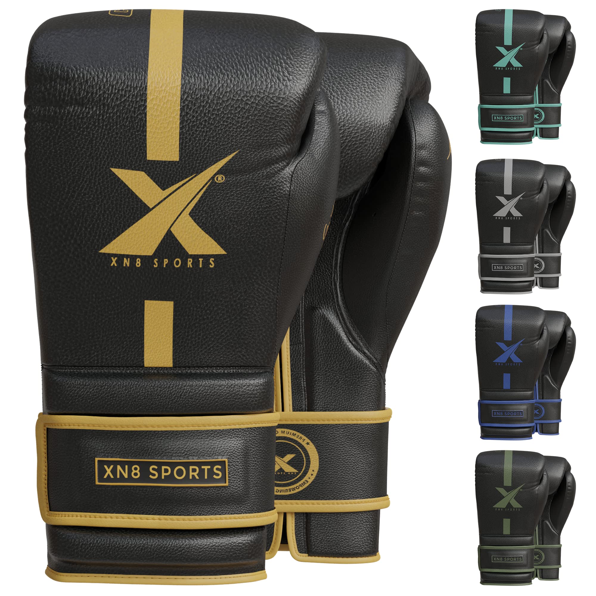 Xn8 Boxing Gloves Supra Leather For Training Punching Sparring MMA Fighting Muay Thai Kickboxing Martial Arts for Men and Women with Ventilated Palm in 8 10 12 14 16 oz
