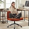 Dowinx Criss Cross Chair with Locking Wheels, Preminum Fabric and Pocket Spring Cushion, Adjustable Swivel Wide Seat Computer Chair, Morden Design Vanity Chair Orange