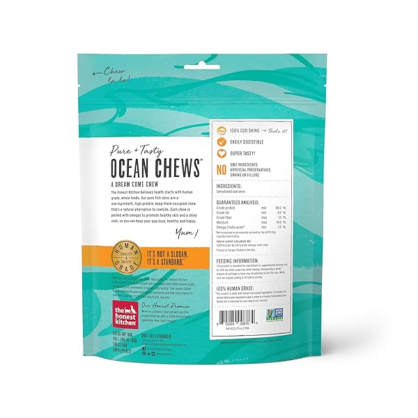 THE HONEST KITCHEN OCEAN CHEWS™ CRISPY COD FISH SKINS DOG TREATS, 2.75 OZ (BEAMS™)