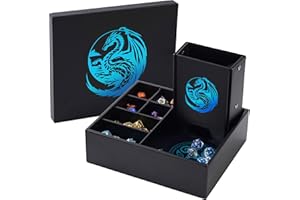 Soar Forge Dice Tray and Dice Tower for DND and RPG - All-in-One Game Roamer Tray & Large Tower for Random Rolls - Stores Your Sets, Mini's and More Compatible with D&D (Blue Dragon)