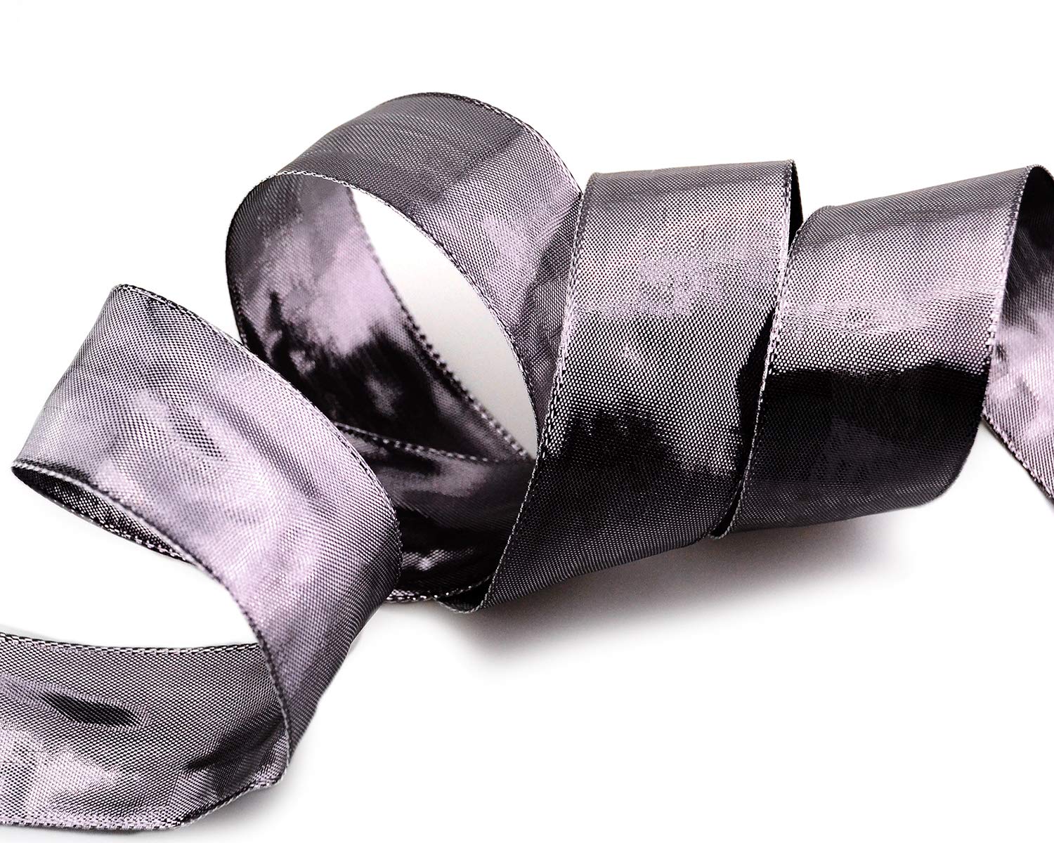finemark 20 m x 40 mm Decorative Ribbon Glossy Anthracite Metallic Ribbon with Wire Shiny Gift Ribbon Christmas Wire Edge Ribbon